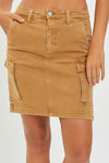 High Rise Mid Length Cargo Skirt in Mocha by Risen