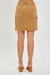 High Rise Mid Length Cargo Skirt in Mocha by Risen