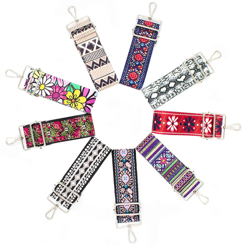 Bag Straps in Various Colors and Patterns