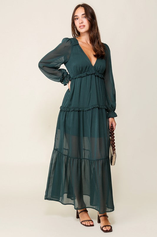 Robin Tiered Maxi Dress in Hunter Green Large Robin Tiered Maxi Dress in Hunter Green Large