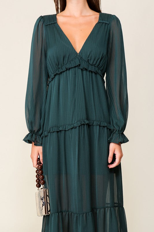 Robin Tiered Maxi Dress in Hunter Green Large Robin Tiered Maxi Dress in Hunter Green Large