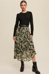 Laurie Floral Mockneck Pleated Dress