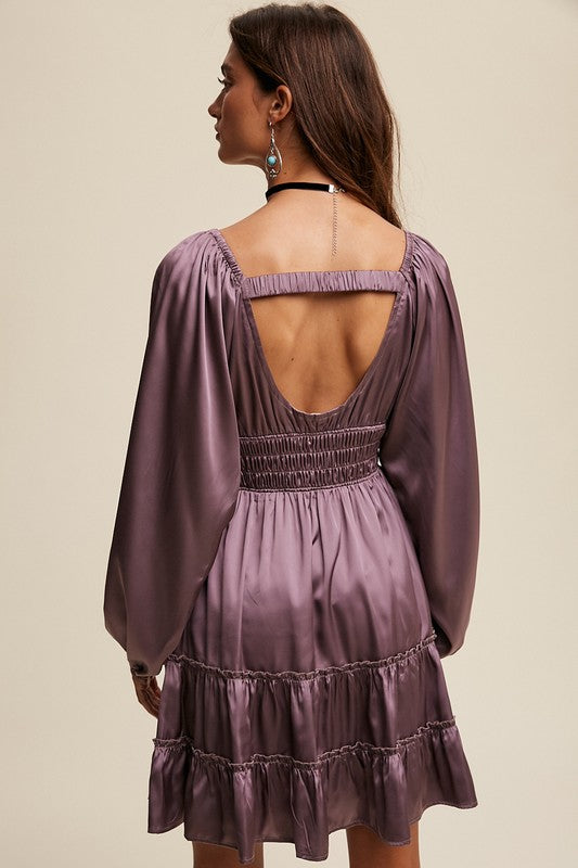 dark mauve satin dress Mauve Purple Satin Dress - Pleated Dress - One-Shoulder Dress