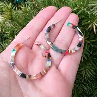 Multicolor Rainbow Acrylic Hoop Earrings
