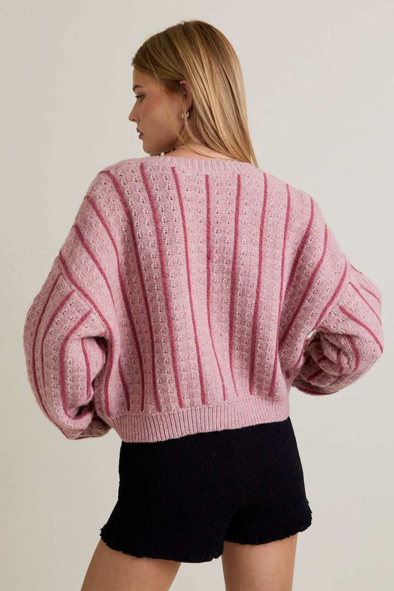 Dorothy Pink Stripe Cardigan Sweater