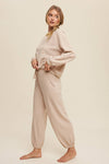 Waffle Knit Long Sleeve Lounge Set