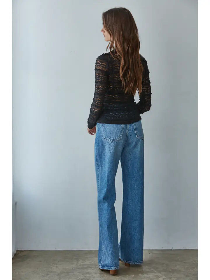 By Together Sydney Woven Lace See Through Top