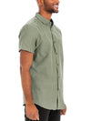 Dean Mens Solid Chambray Short Sleeve Button Down