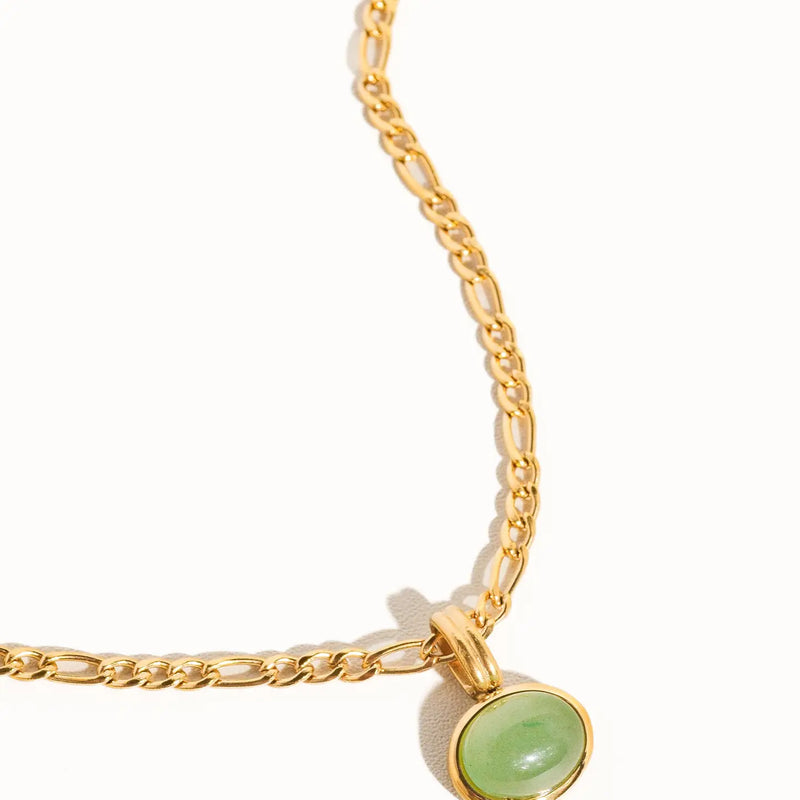 Winslow Non-Tarnish Green Stone Pendant Chain Necklace