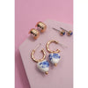 Blue Ceramic Porcelain Trio Huggie Hoop Earrings