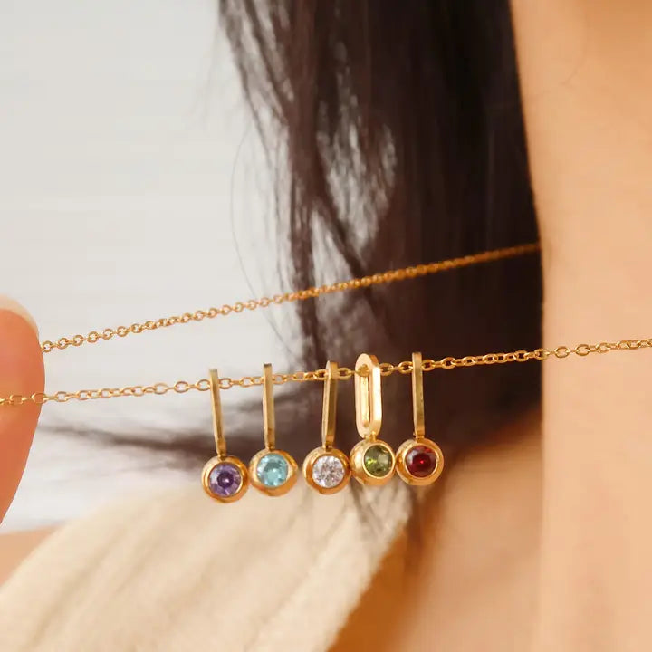 Reyna 18K Gold Non-Tarnish Five Stone Charm Necklace