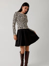 Gracie Boat Neck Animal Graphic Woven and Knit Mix Mini Dress