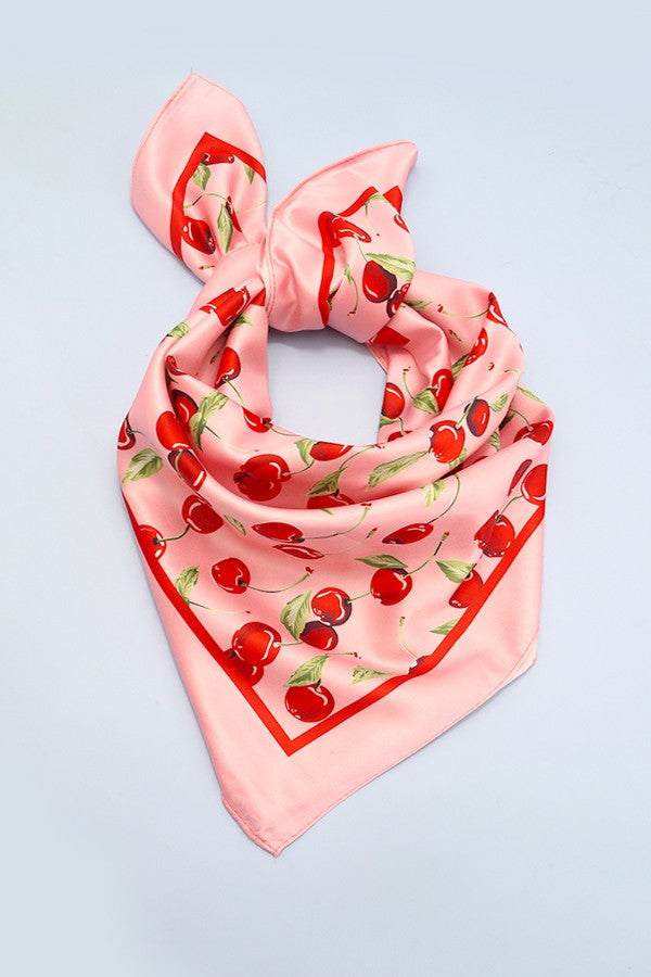 Cherry Print Silky Scarf