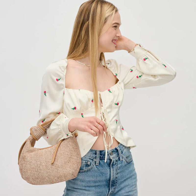 Paloma Knot Straw Crossbody in Tan by Urban Expressions