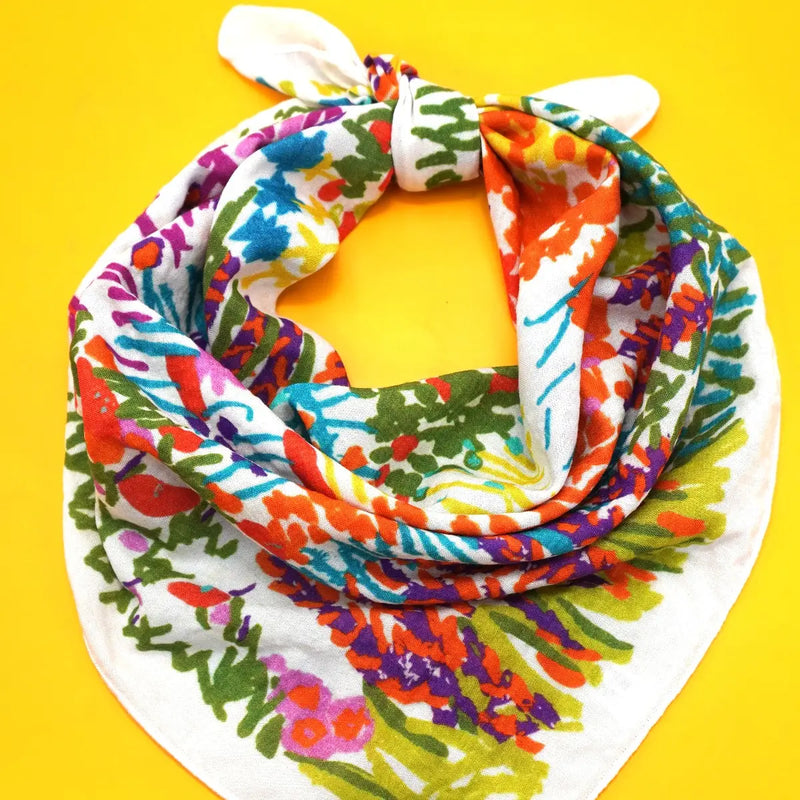 Cotton Floral Print Bandana Scarf
