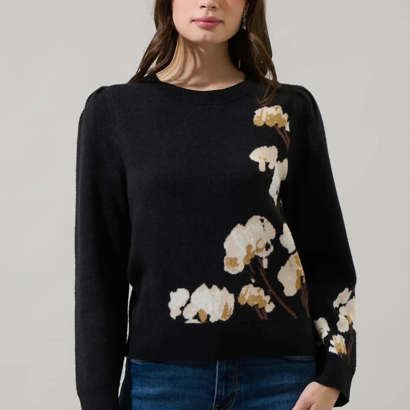 Nathalia Floral Long Sleeve Sweater by Sugarlips