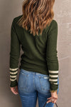 Kendra Striped Sleeve Plain Knit Pullover