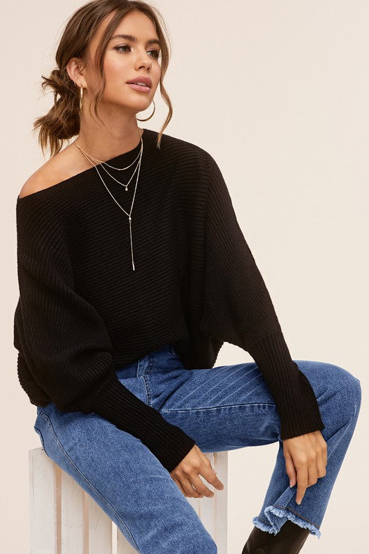 Alisa Ribbed Knit Slouchy Sweater