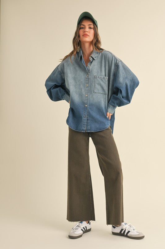 Victoria Button Down Denim Shirt by Miou Muse