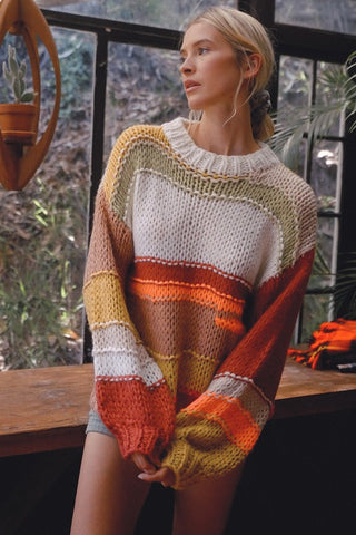 Danielle Black and White Stripe Sweater Top