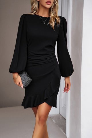 Rosalie Solid Knit Shift Dress in Black