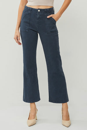 Gia Tummy Control High Rise Crop Wide Jeans by Risen