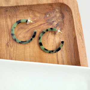 Camy Olive Tortoise Acrylic Mini Hoops