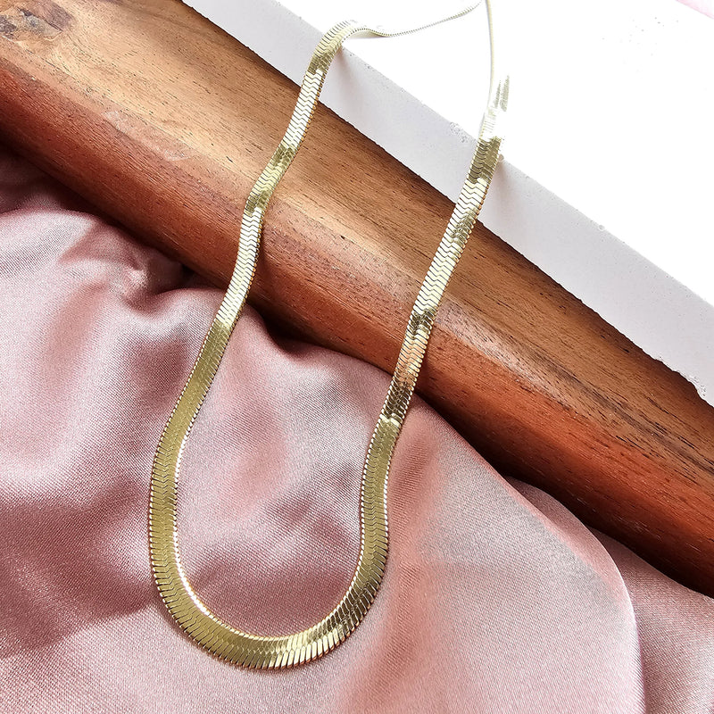 Luxe Gold Delicate Herringbone Chain  20"