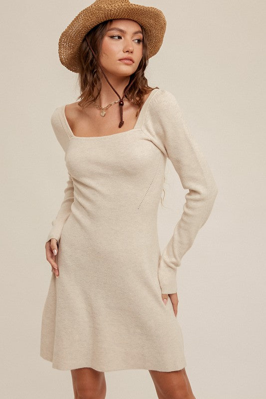 Penelope Puff Shoulder Fit & Flare Sweater Dress by Hem & Thread