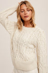 Diana Pearl Studded Cable Knit Sweater