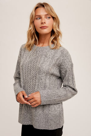 Laken Cable Knit With Satin Tie by Hem & Thread