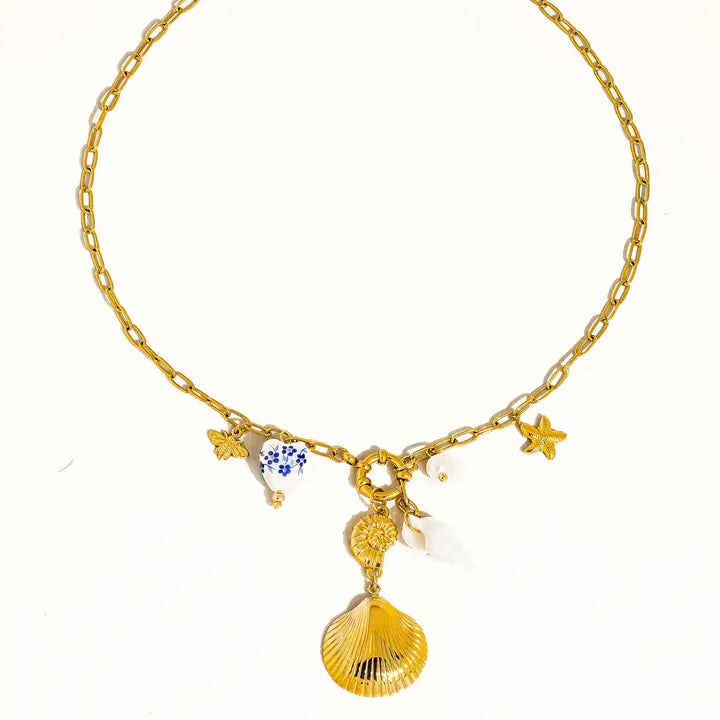 Briar 18K Gold Non-Tarnish Shell Charm Necklace