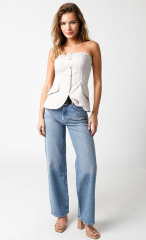 Stacy Two Tone Ribbed Top