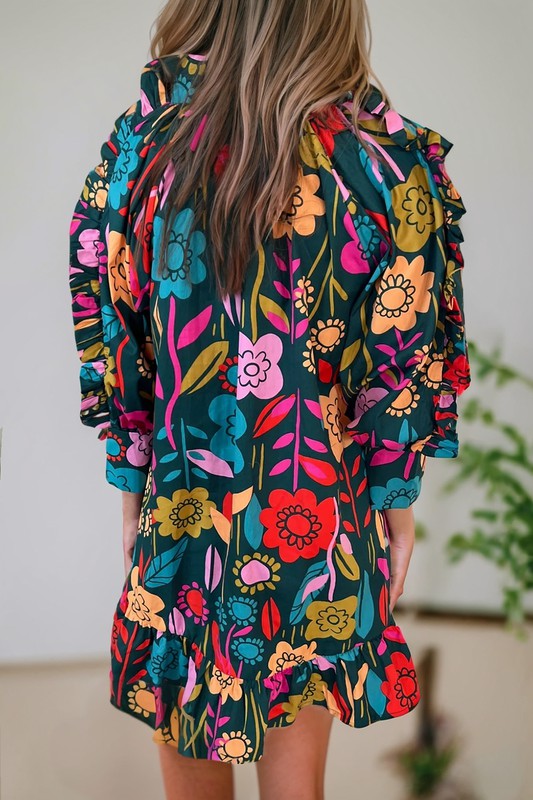 Shelby Floral Print Puff Sleeve Mini Dress