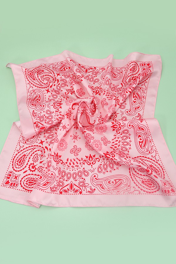 Paisley Pink Silky Bandana Scarf