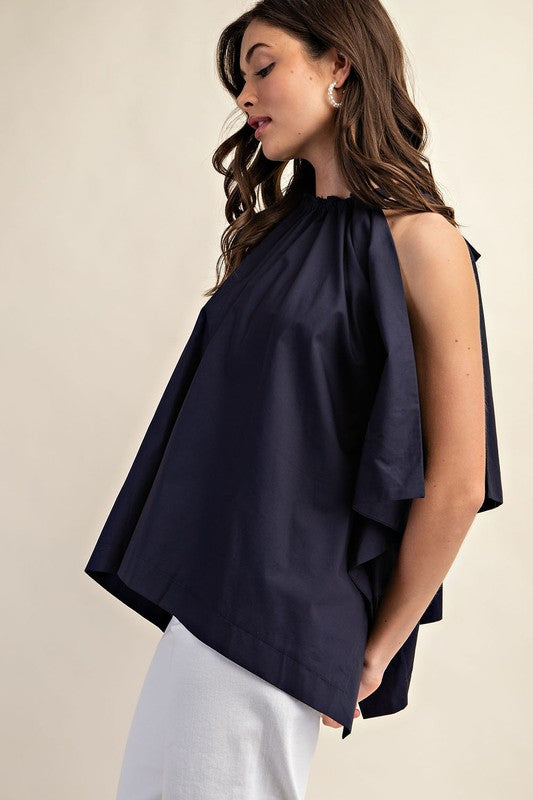 Evangeline Bow Back Sleeveless Top in Navy