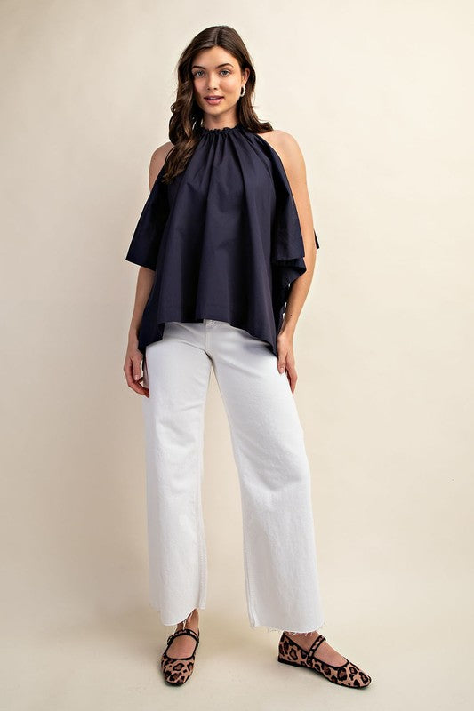 Evangeline Bow Back Sleeveless Top in Navy