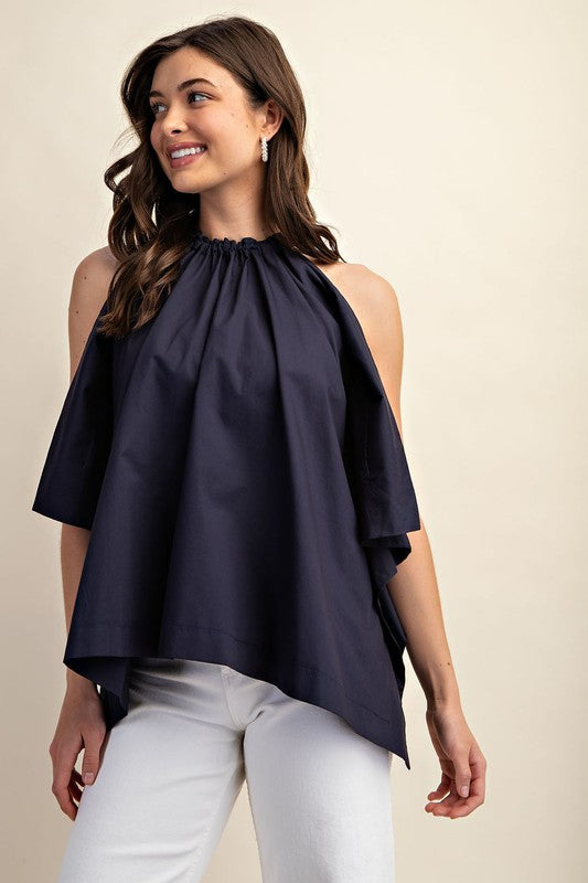 Evangeline Bow Back Sleeveless Top in Navy