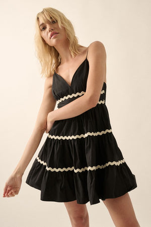 Josie Rickrack Tiered Mini Dress