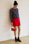 Torry Navy and White Polka Dot Sweater Cardigan