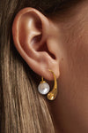 Waterproof Non-Tarnish 18K Dipped Pearl Hoops