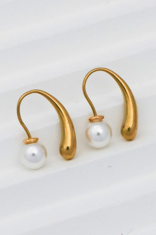 Waterproof Non-Tarnish 18K Dipped Pearl Hoops