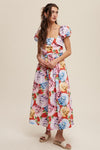 Betty Flower Print Puff Sleeve Babydoll Maxi Dress
