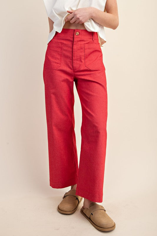 Paula Cropped Ankle Pant in Raspberry