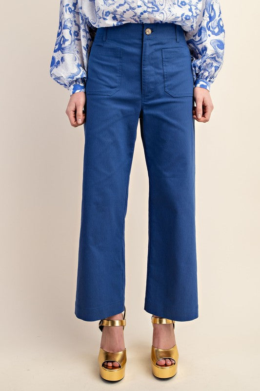 Paula Soft Washed Wide Leg Pant in Royal Blue