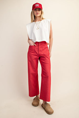 Paula Cropped Ankle Pant in Raspberry