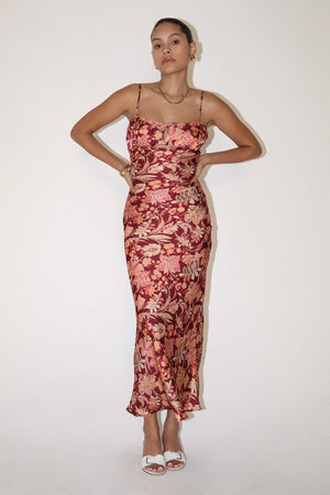 Paisley Printed Satin Maxi Dress by Bailey Rose