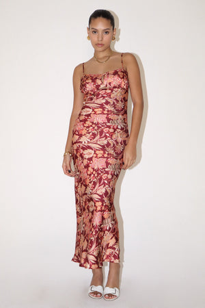 Paisley Printed Satin Maxi Dress by Bailey Rose
