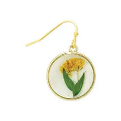 Cottage Yellow Green Dried Flower Earrings