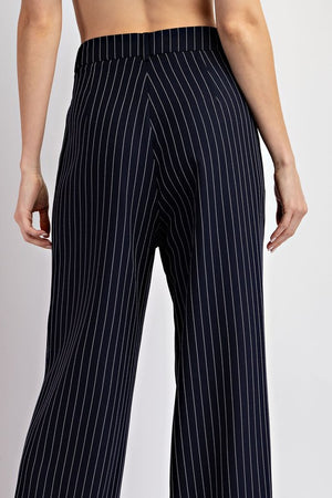 Whitney Pinstriped Straight Leg Pant in Navy